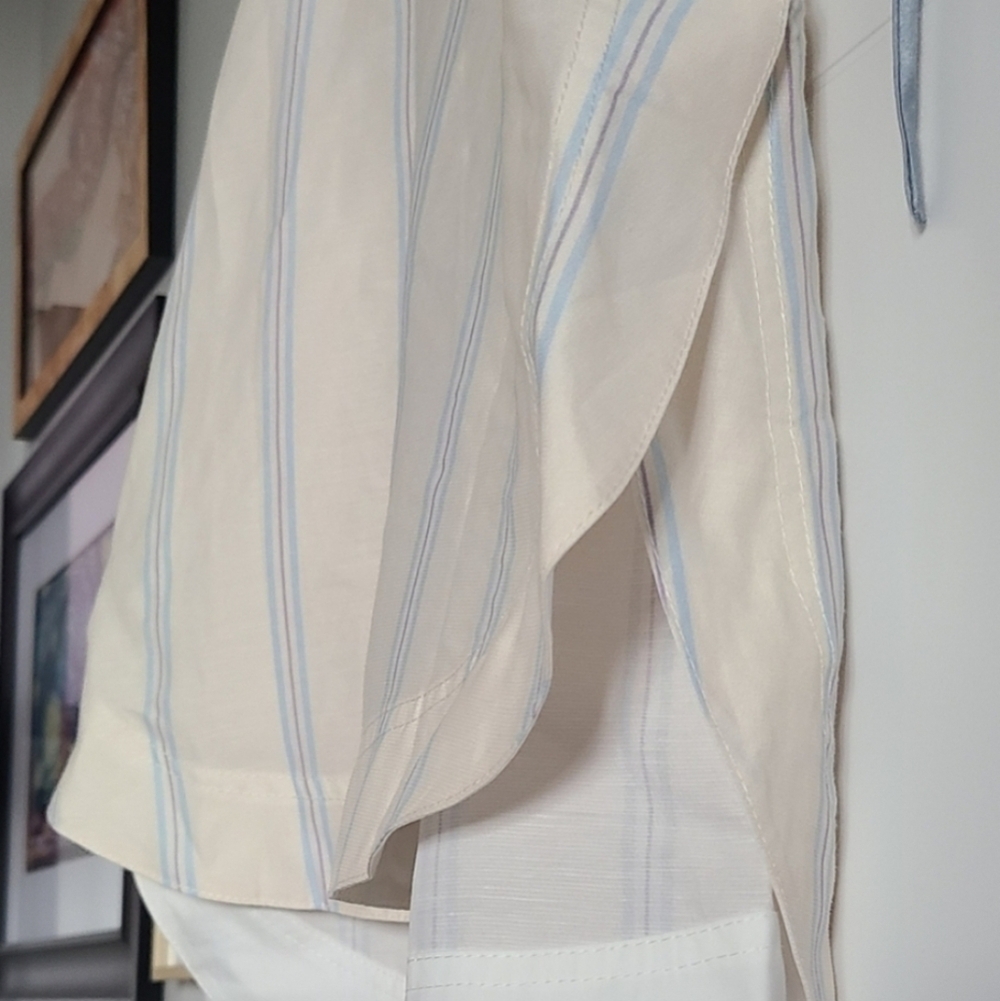 Lee Mathews Madox Cutout Striped Shantung Top, Size 6, Off-White | Blue, Nwt — image 6 of 8
